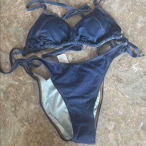 Navy Blue Bikini Set cupshe